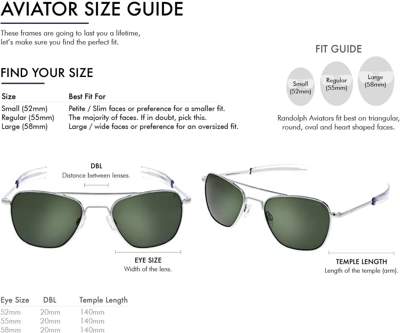 Randolph USA | Bright Chrome Classic Aviator Sunglasses for Men or Women 100% UV