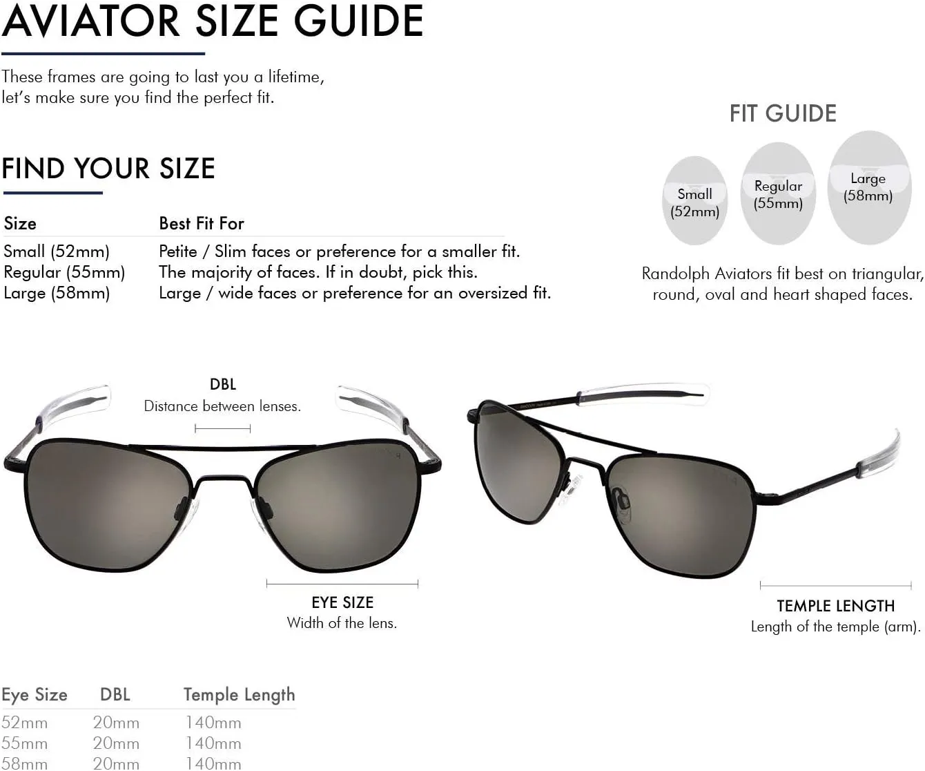 Randolph USA | Matte Black Classic Aviator Sunglasses for Men or Women 100% UV