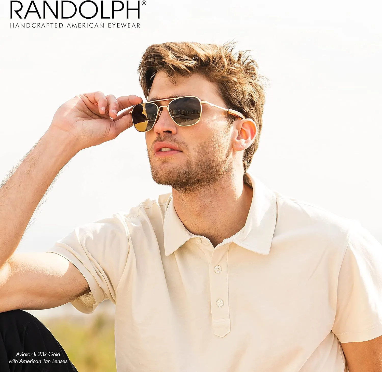 Randolph USA | Navigator Aviator II Authentic Sunglasses for Men Polarized 100% UV
