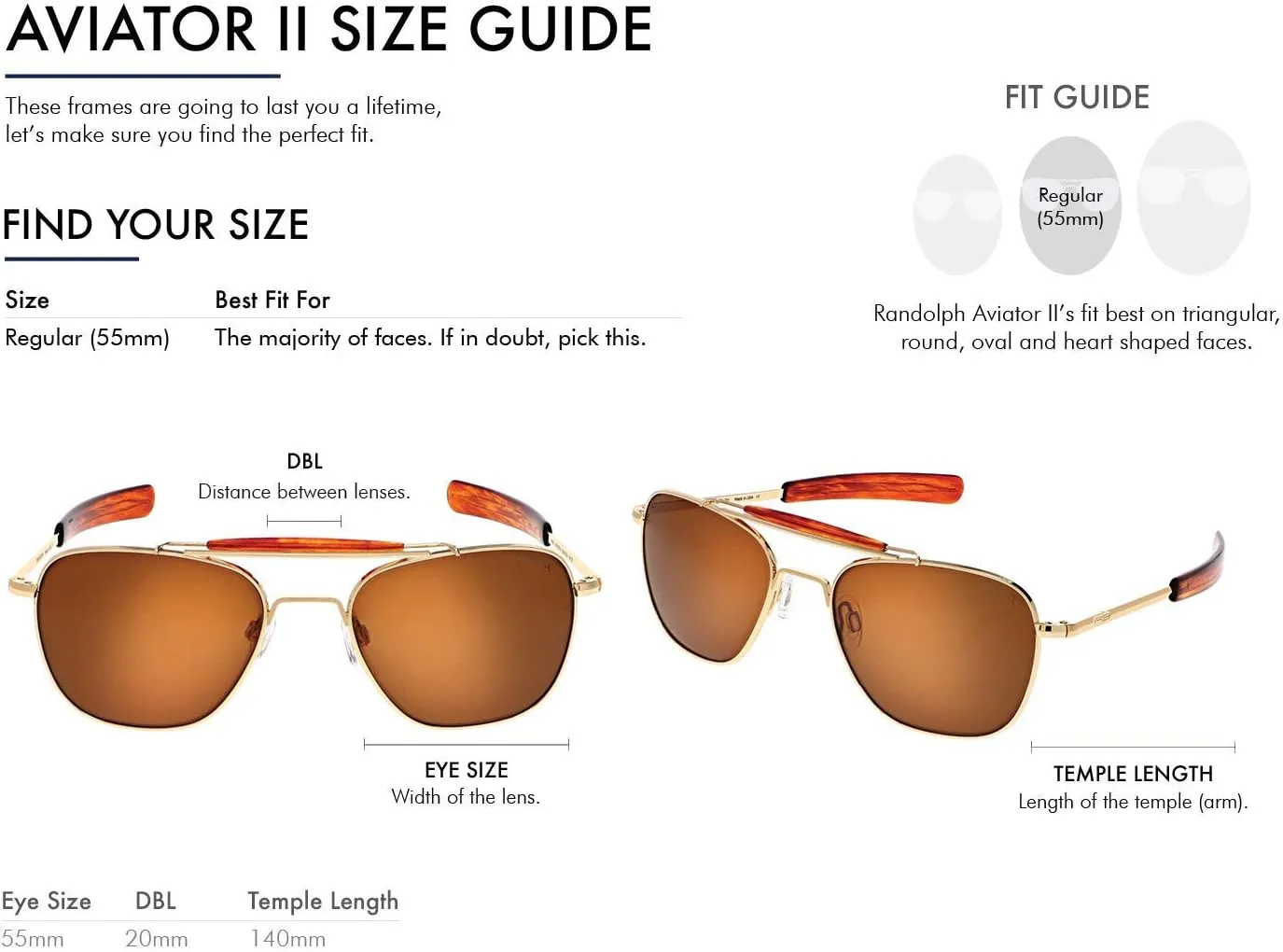 Randolph USA | Navigator Aviator II Authentic Sunglasses for Men Polarized 100% UV