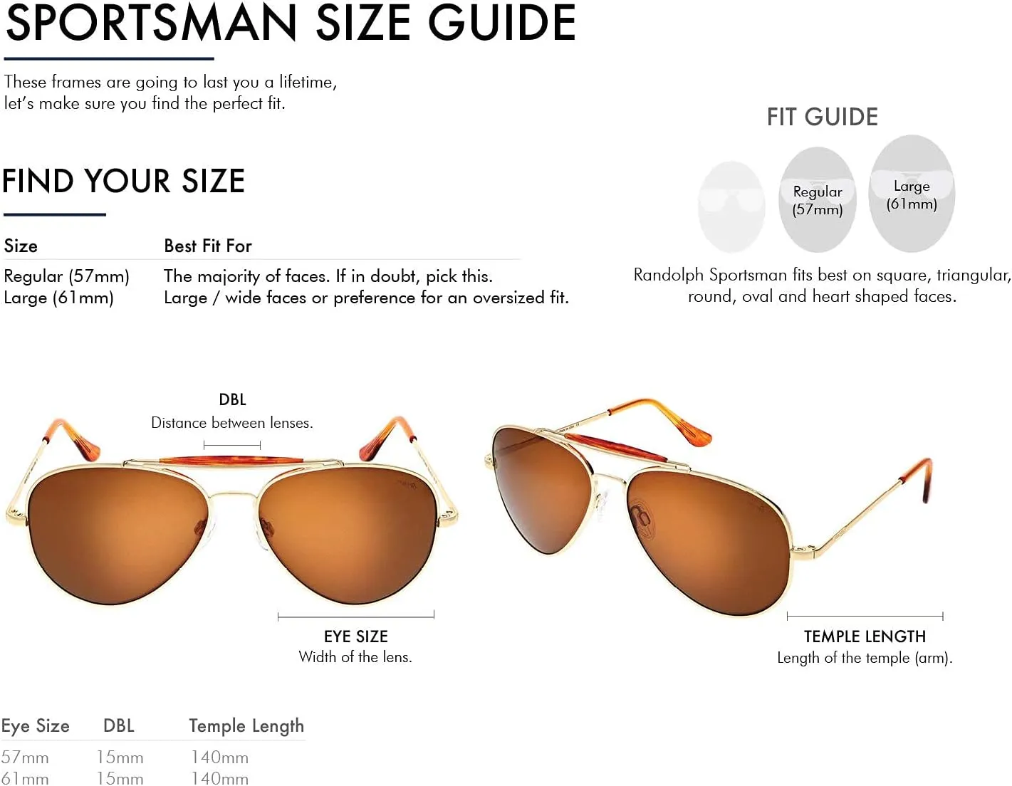 Randolph USA | Sportsman Aviator Authentic Sunglasses for Men Polarized 100% UV