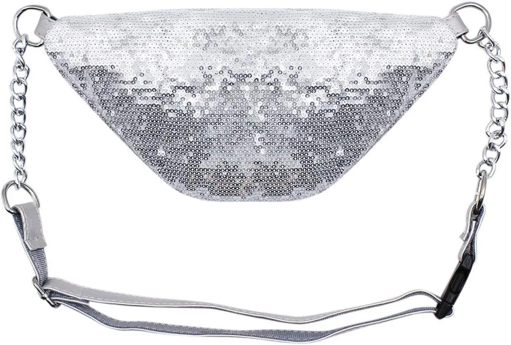 RARITYUS Sparkly Sequin Fanny Packs Glitter Waist Bag with Adjustable Strap for Women Girls Unisex