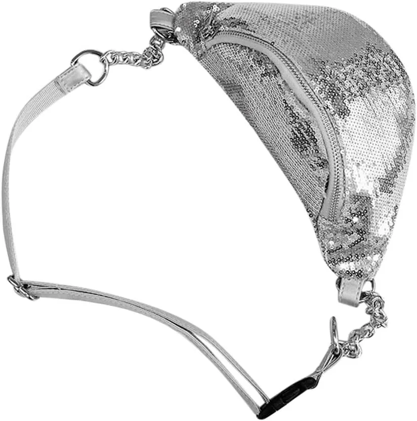RARITYUS Sparkly Sequin Fanny Packs Glitter Waist Bag with Adjustable Strap for Women Girls Unisex