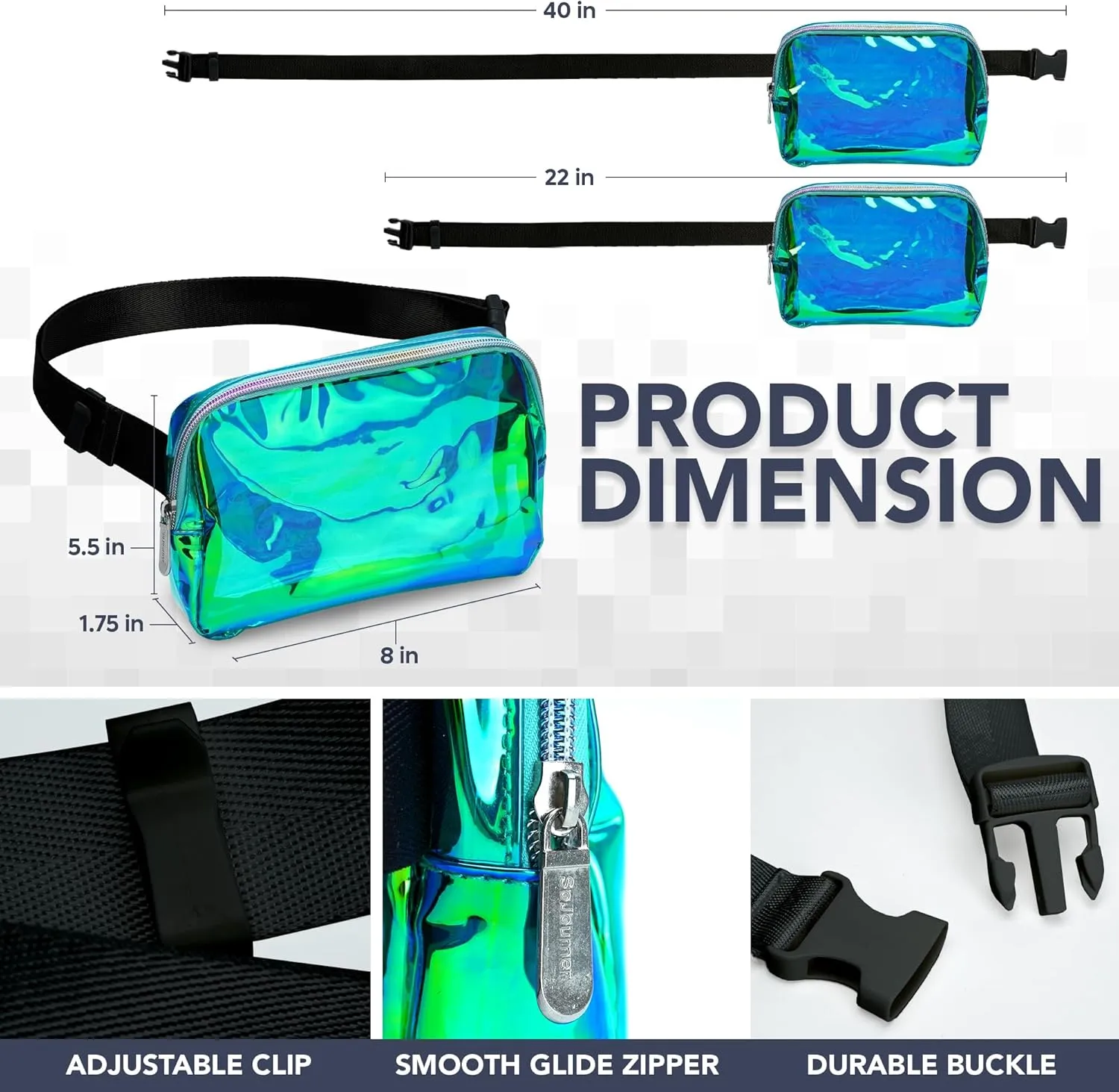 Rave Laser Aqua Crossbody Belt Bag for Women – Stylish Fanny Pack, Functional and Fashion Waist Packs for Travel, Festivals, and Everyday Use