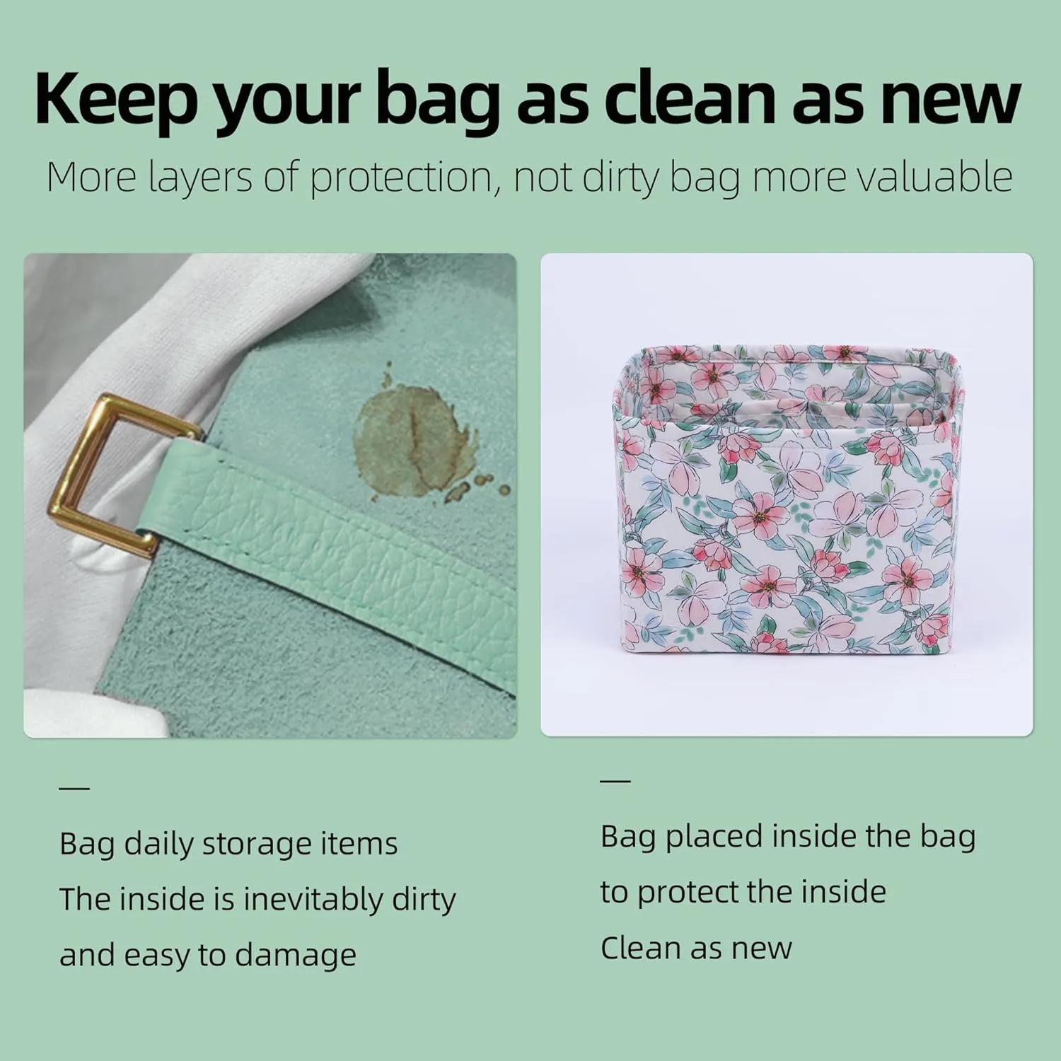 Rayon Purse Organizer Insert, unique pattern Bag Organizer Liner, Handbag Organiser Insert, Bag Tote Shaper fit Picotin 14/18/22/26 bags(PC18,Blooming Peach)