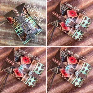 Red Aztec Mini Saddle Bag with Your Choice of Buckle and Fringe for Phone, Keys, Roping Powder, etc