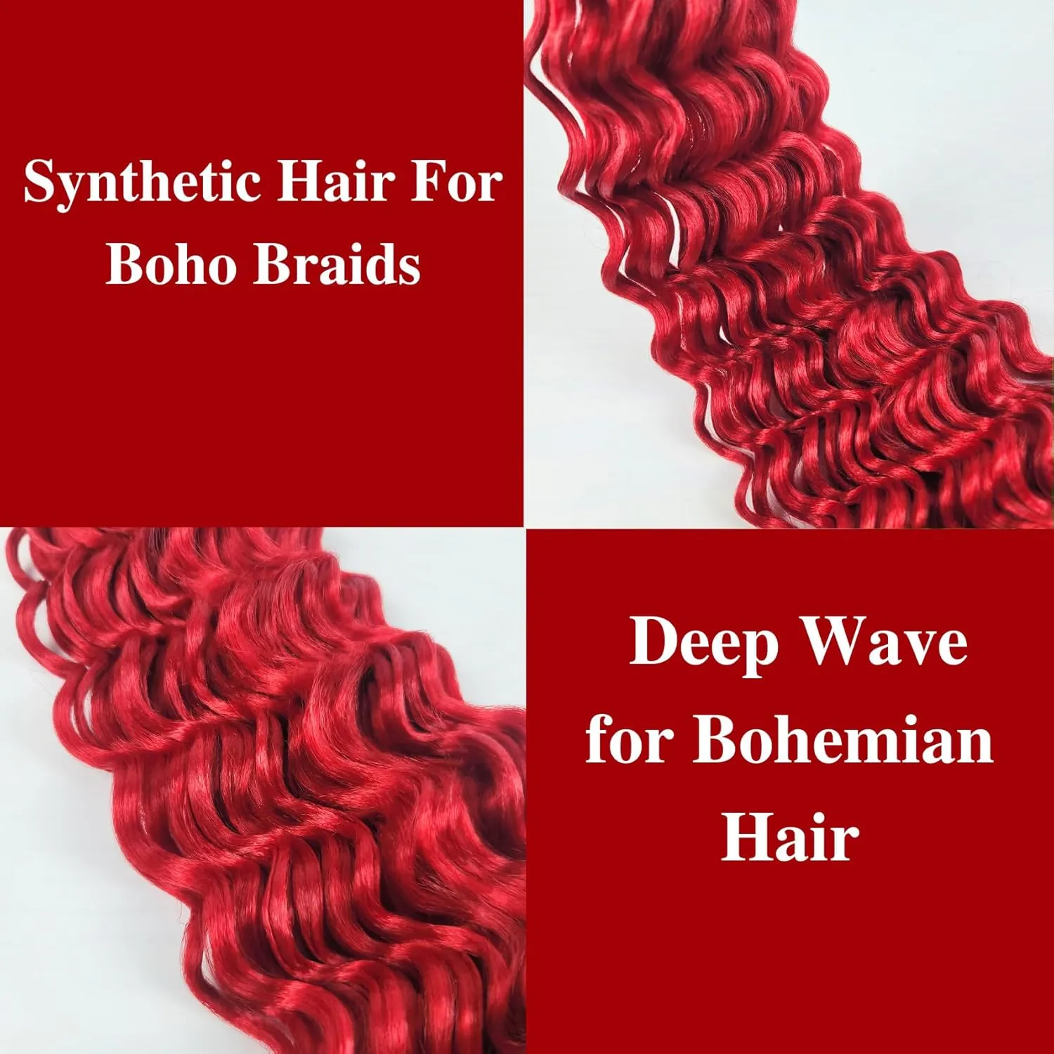 Red Braiding Hair Pre stretched Curly Deep Wave Crochet Braids Hypoallergenic Prestretched Braiding Hair Micro Synthetic Ez Braid Itch Free