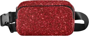 Red Glitter Fanny Packs for Women Waterproof Hip Pack Belt Pouch Cute Waist Pack for Women