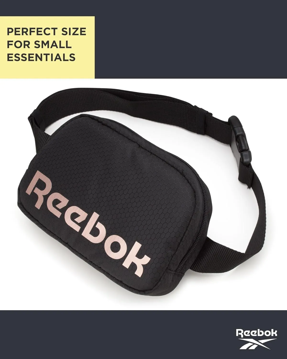 Reebok Fanny Pack - Lightweight Stylish Crossbody Waist Belt Bags for Women and Men with Adjustable Strap, Size One Size, Cape Black
