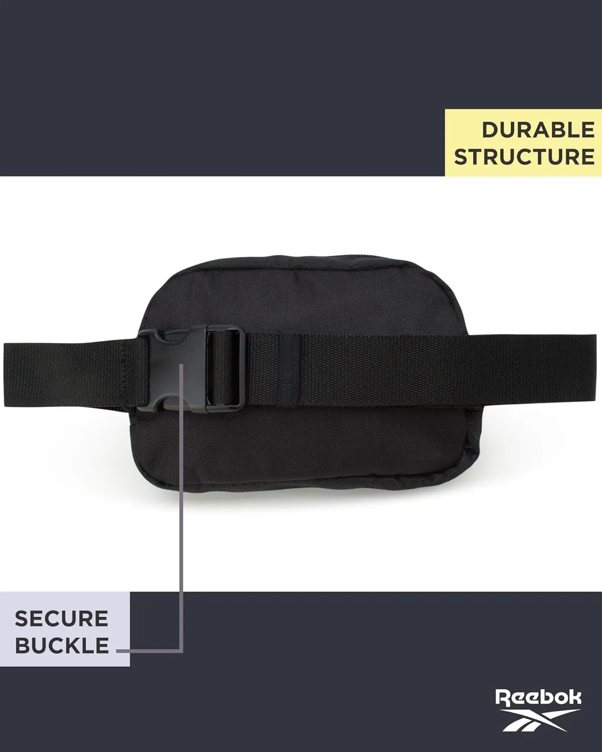 Reebok Fanny Pack - Lightweight Stylish Crossbody Waist Belt Bags for Women and Men with Adjustable Strap, Size One Size, Cape Black
