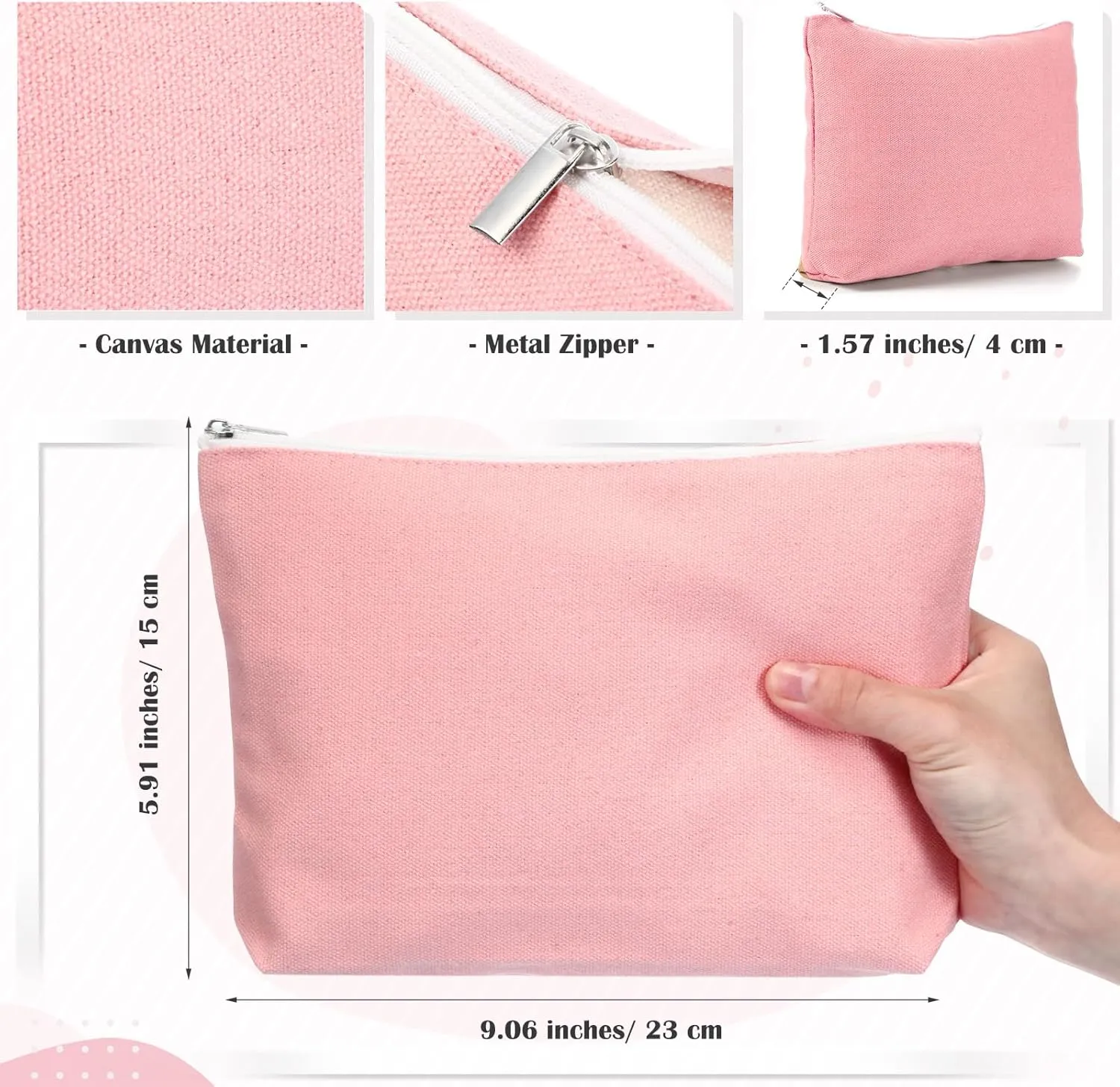 Reginary 10 Pcs Canvas Makeup Bags Bulk for Women Blank DIY Craft Pencil Pouch Multicolor Cosmetics Bag Travel Toiletry Pouch Gift for Mental Health Nurse Mother Teacher(Boho Color)