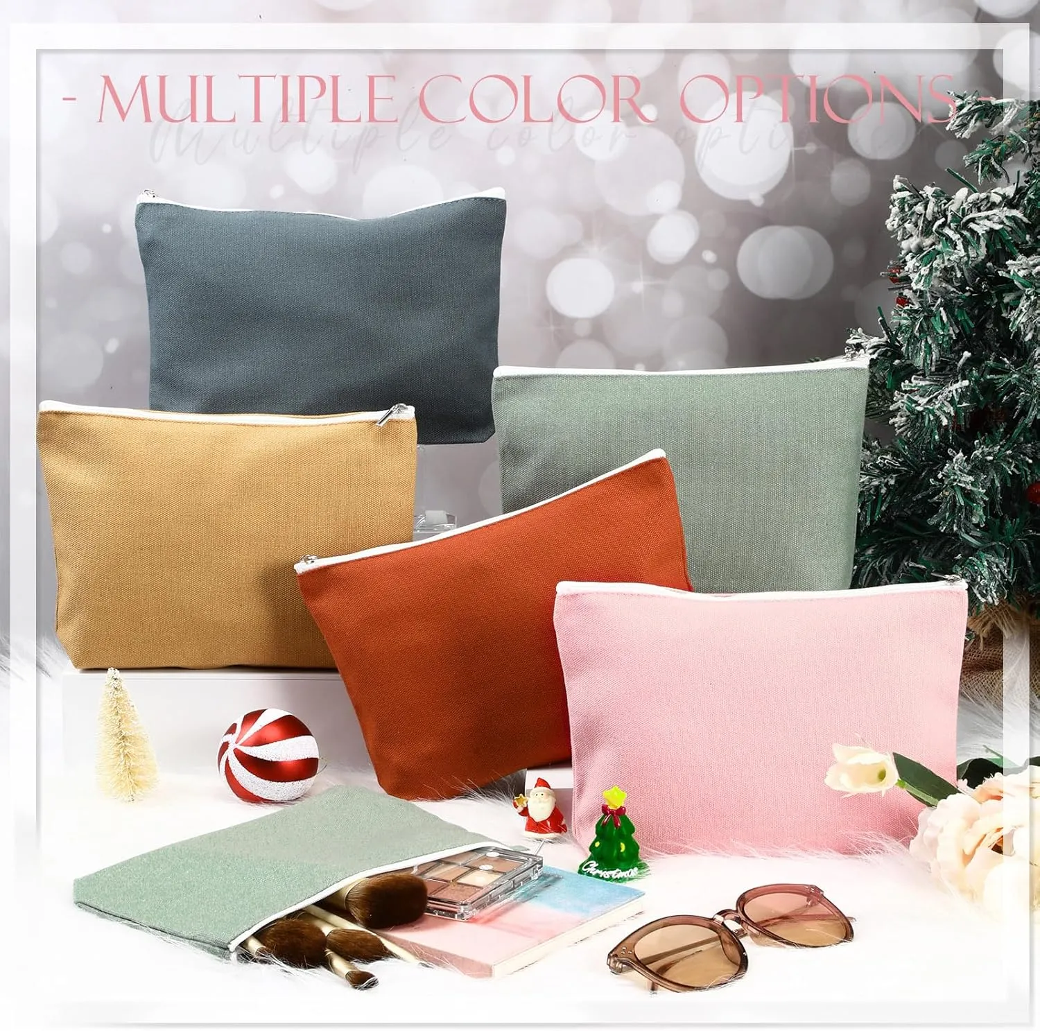 Reginary 10 Pcs Canvas Makeup Bags Bulk for Women Blank DIY Craft Pencil Pouch Multicolor Cosmetics Bag Travel Toiletry Pouch Gift for Mental Health Nurse Mother Teacher(Boho Color)
