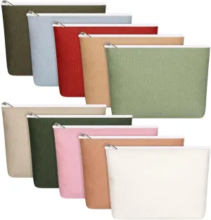 Reginary 10 Pcs Canvas Makeup Bags Bulk for Women Blank DIY Craft Pencil Pouch Multicolor Cosmetics Bag Travel Toiletry Pouch Gift for Mental Health Nurse Mother Teacher(Macaron Color)