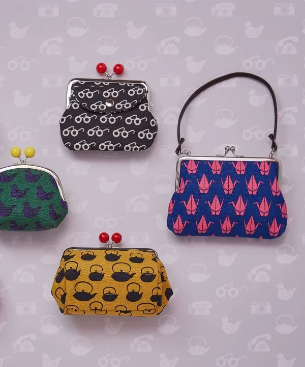 Retro Pattern HANPU GAMAGUCHI Top Handle Purse