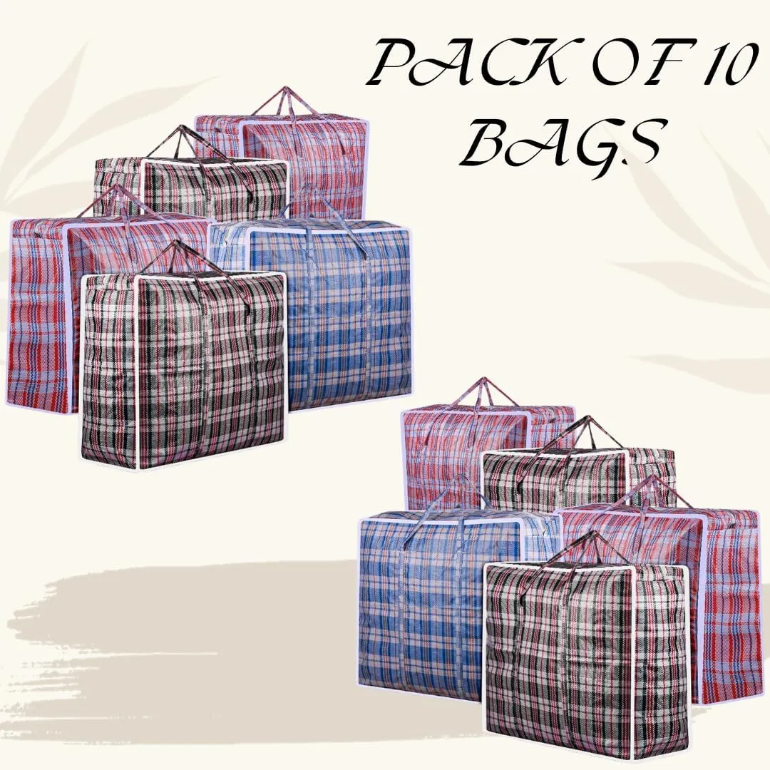 Reusable & Versatile Large Laundry Bags with Reinforced Zips & Handles - Multi-Pack Options Durable for Clothing & Bedding - Ideal for Storage, Moving & Travel( /- 10%) (Pack of 10)