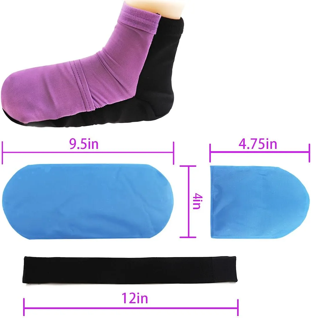 Reusable Cold Therapy Socks, Gel Ice Pack for Feet Heels Injuries Swelling, Hot and Cold Therapy Socks for Plantar Fasciitis Neuropathy Chemotherapy Pain Relief for Foot Ankle (Purple)