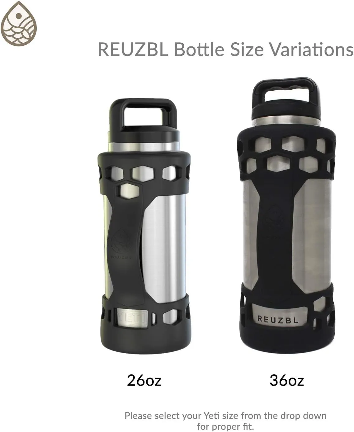 REUZBL Bottle Bumper Silicone Boot Sleeve Protector Accessories with Handle for 26 oz & 36 oz Stainless Steel Water Bottles