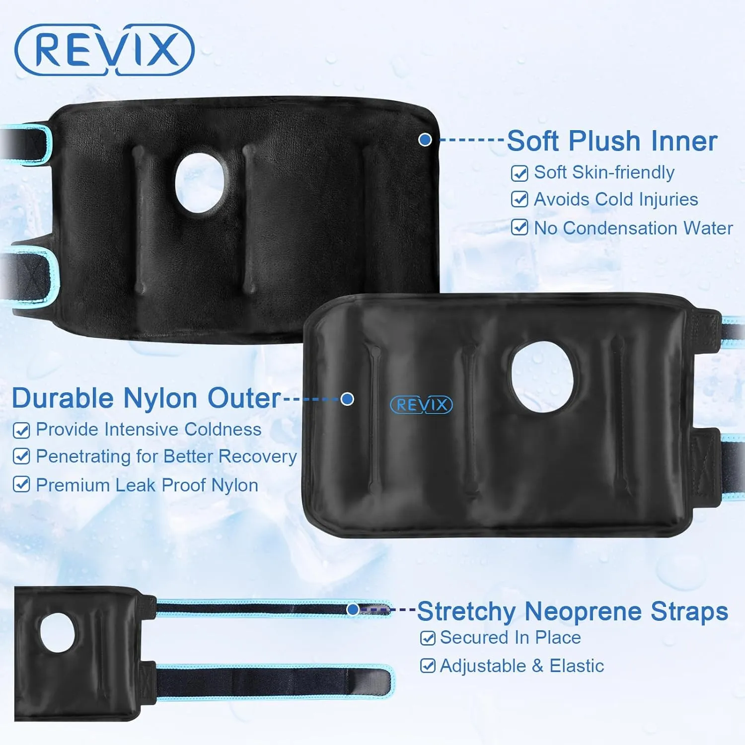 REVIX Wrist Ice Pack for Carpal Tunnel, Reusable Gel Ice Packs for Hand Relaxation, Promoting Flexibility and Mobility by Cold Compression Therapy, Black, 2 Packs