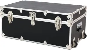 Rhino Trunk & Case Small Essential College Trunk with Wheels - Secure Dorm Storage Chest - Ideal Footlocker for Students - Strong Trunks with 1000  Pound Sitting Capacity 30"x17"x13" (Black)