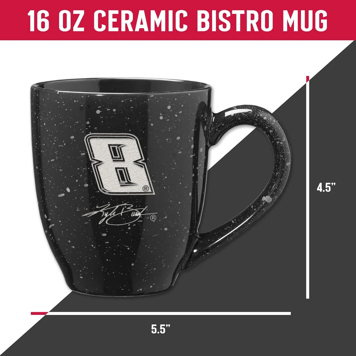 Rico Industries NASCAR Racing 16 oz Team Color Laser Engraved Speckled Ceramic Coffee Mug