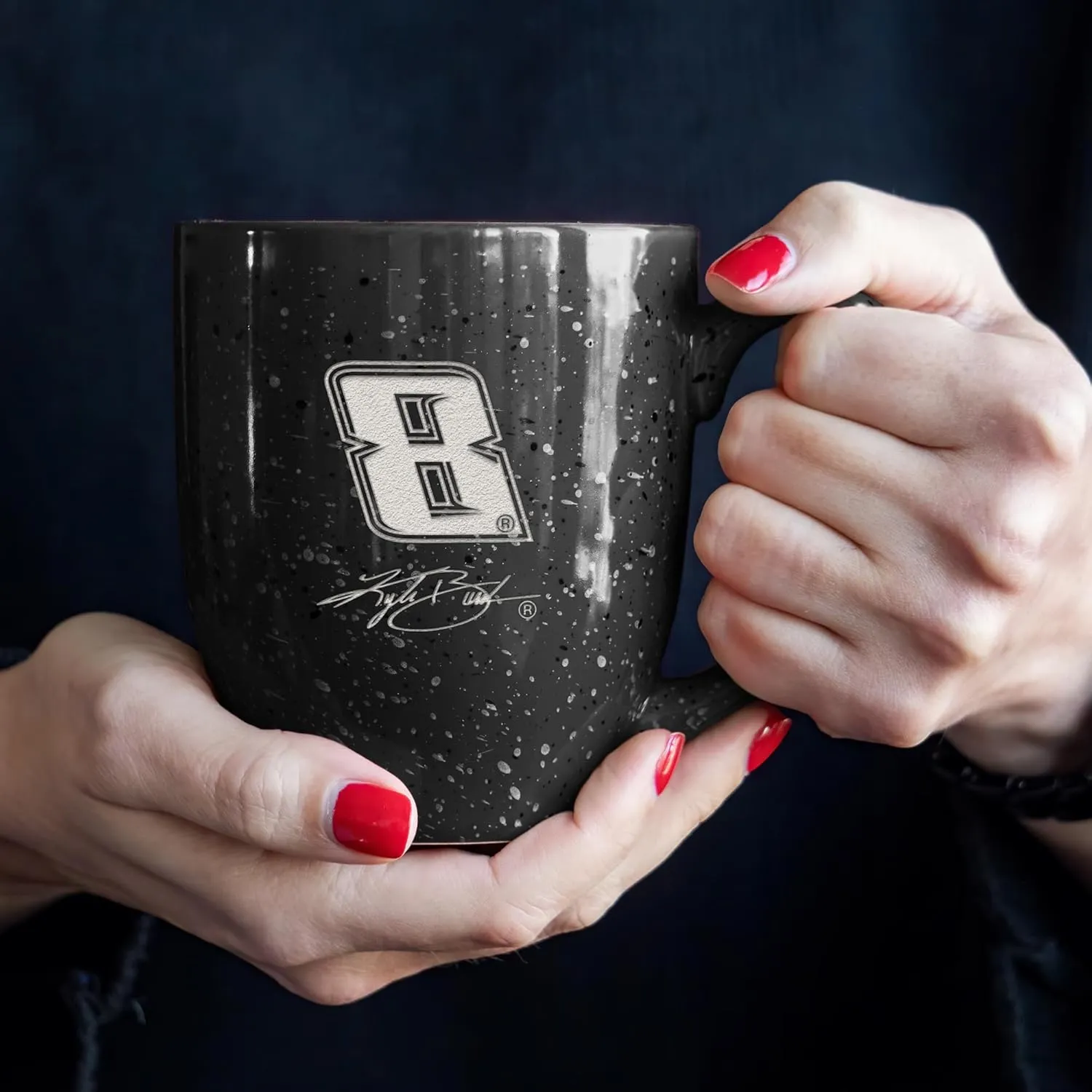 Rico Industries NASCAR Racing 16 oz Team Color Laser Engraved Speckled Ceramic Coffee Mug