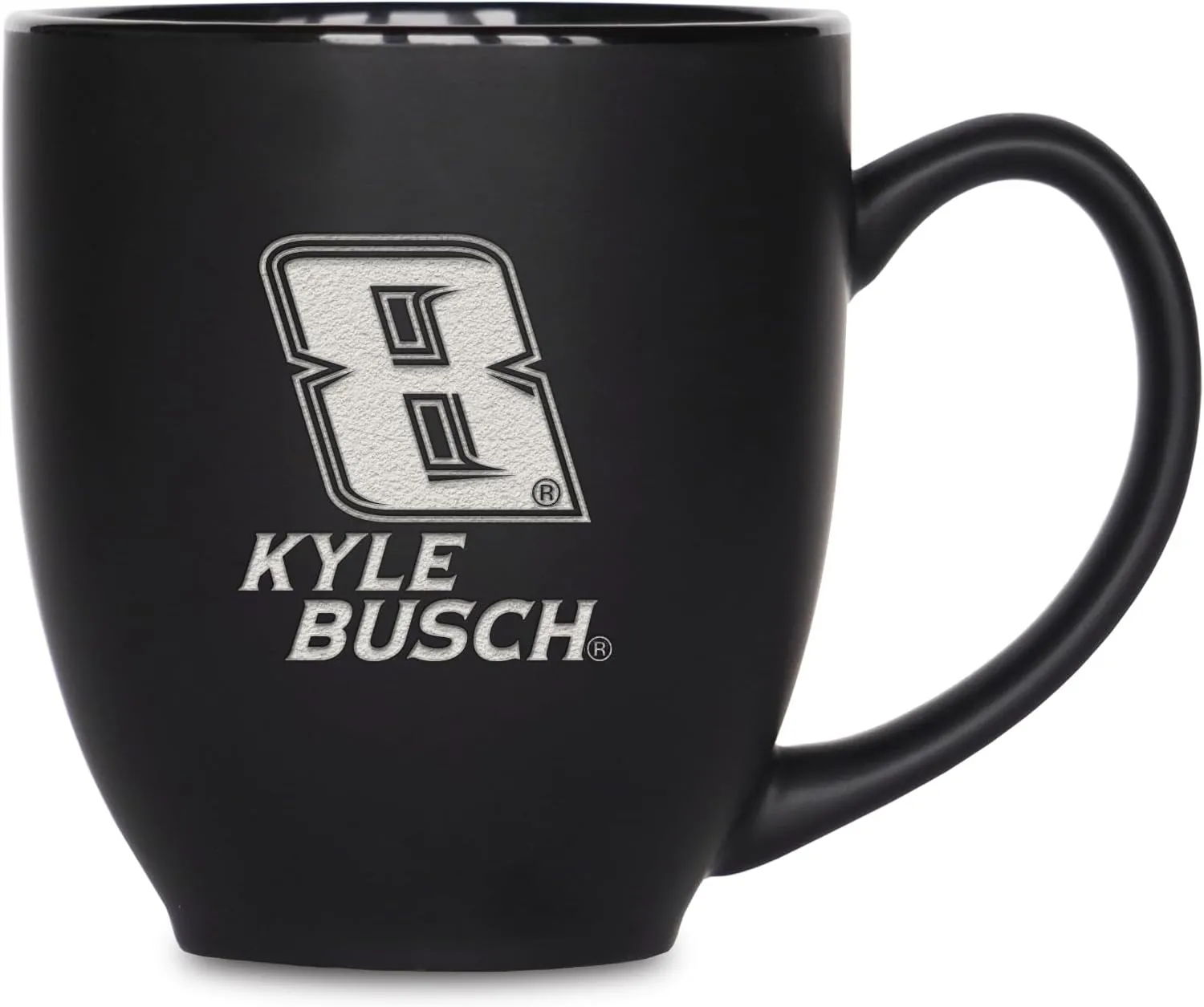 Rico Industries NASCAR Racing Pick Your Driver 15oz Laser Engraved Matte Black Ceramic Bistro Mug - For Hot or Cold Drinks