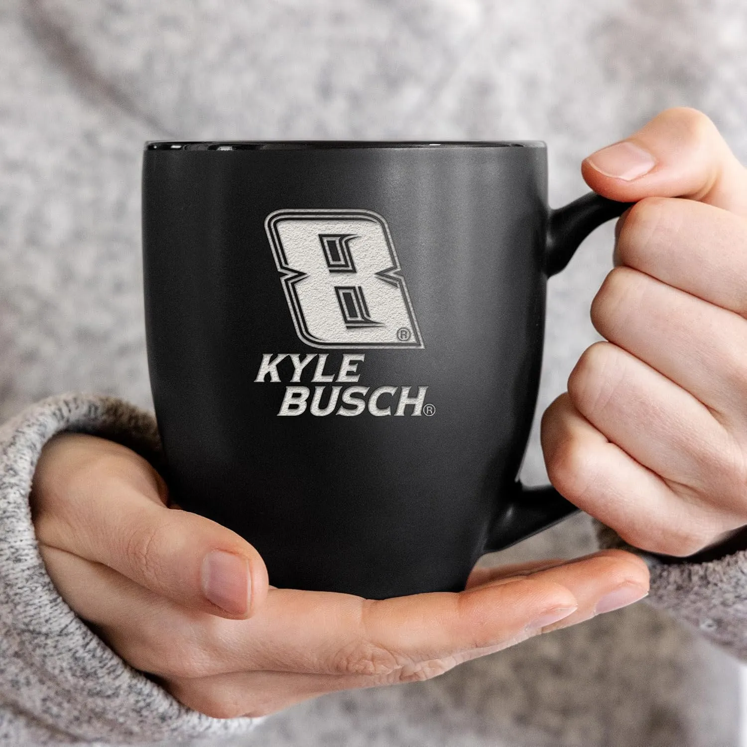 Rico Industries NASCAR Racing Pick Your Driver 15oz Laser Engraved Matte Black Ceramic Bistro Mug - For Hot or Cold Drinks
