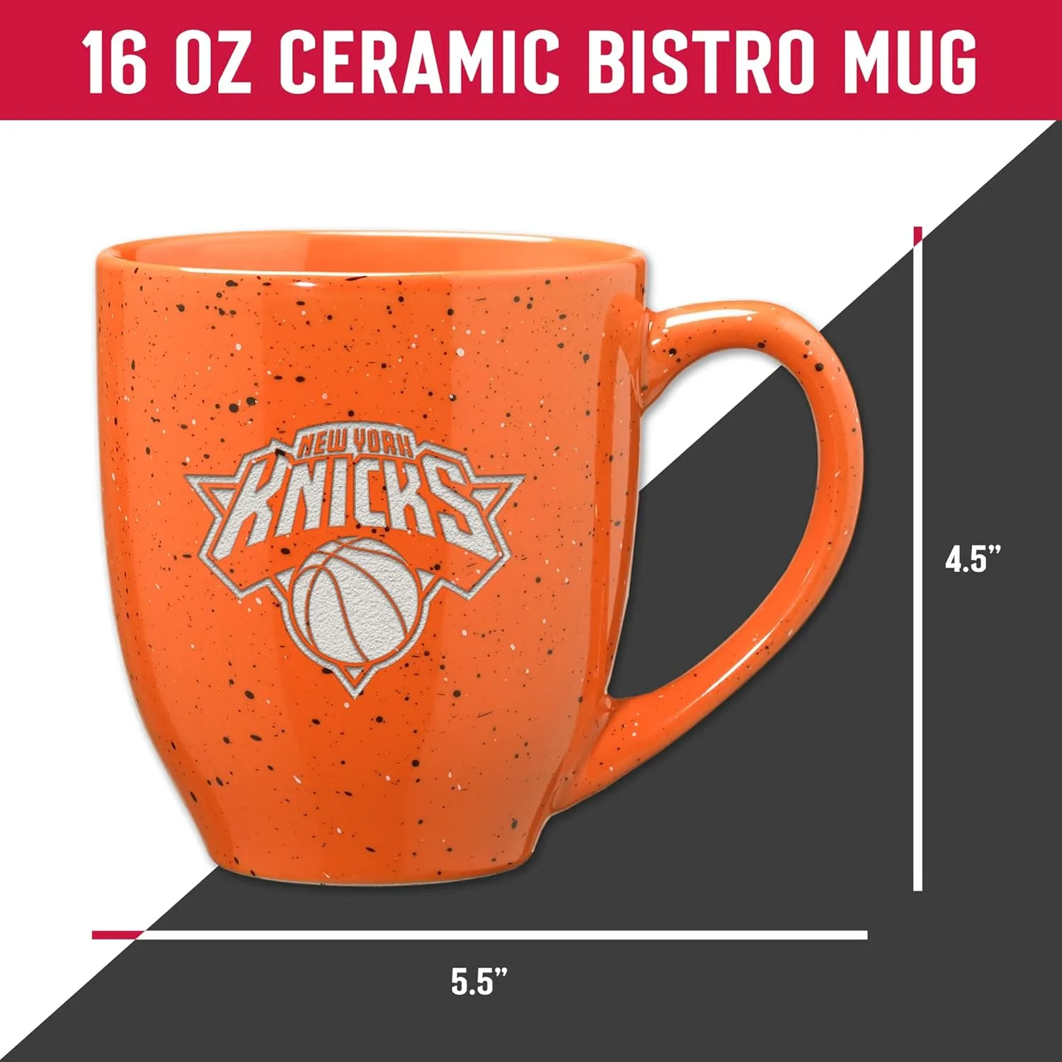 Rico Industries NBA Basketball Alternate 16 oz Team Color Laser Engraved Speckled Ceramic Coffee Mug