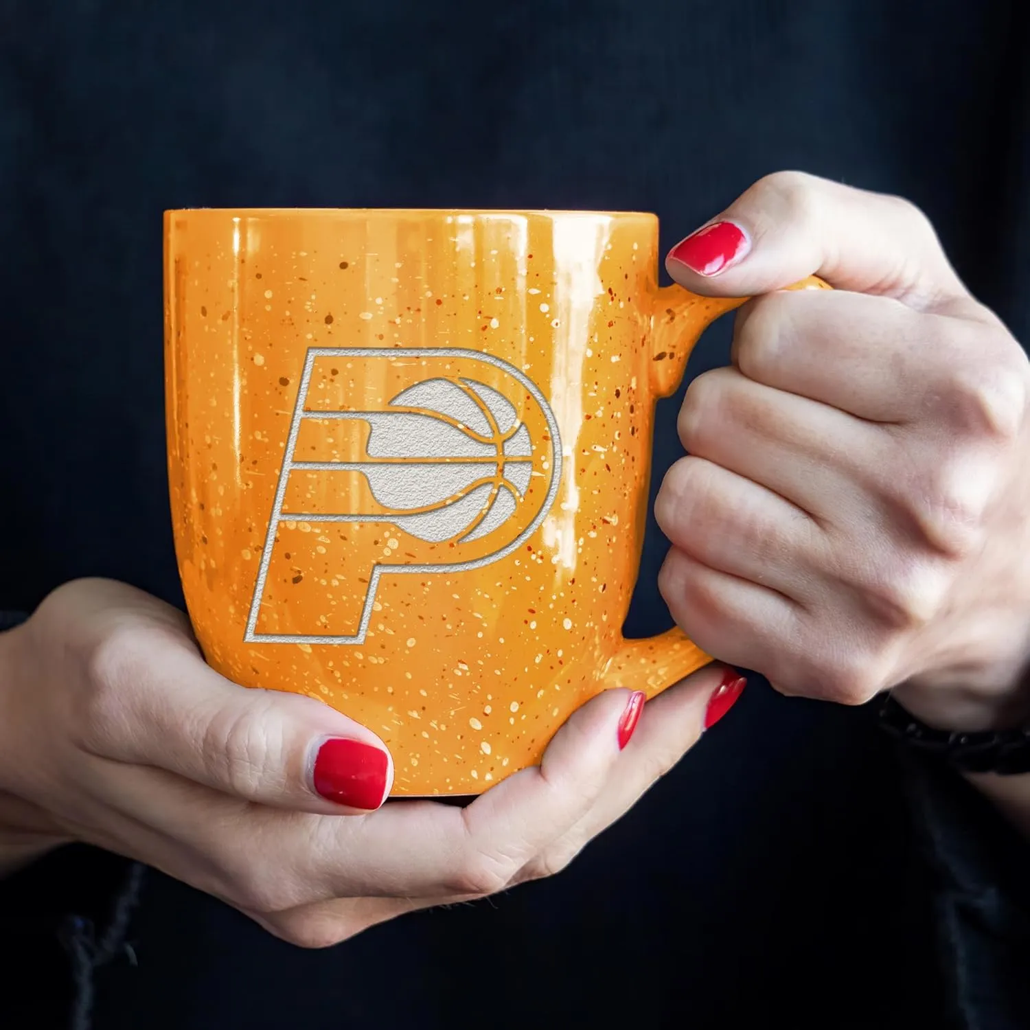 Rico Industries NBA Basketball Alternate 16 oz Team Color Laser Engraved Speckled Ceramic Coffee Mug