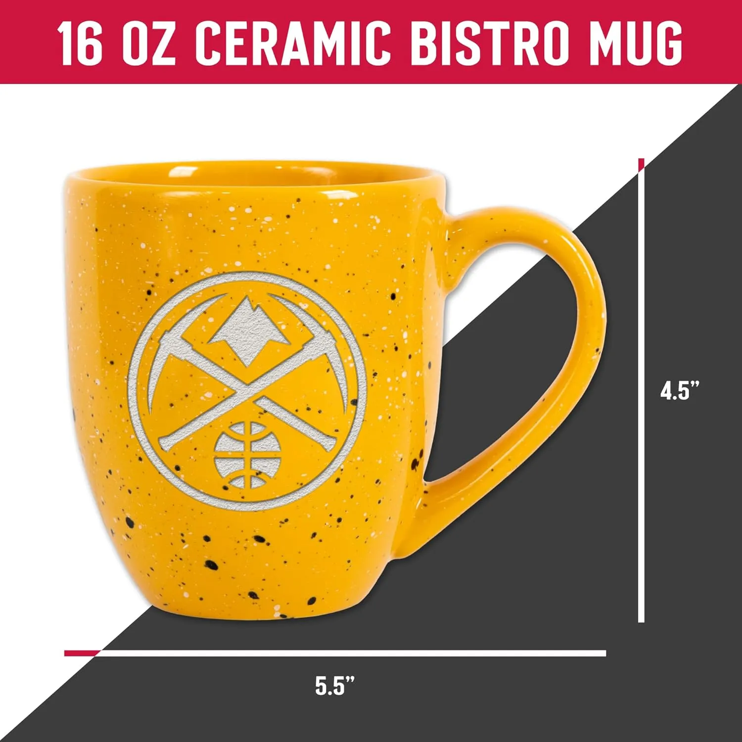 Rico Industries NBA Basketball Alternate 16 oz Team Color Laser Engraved Speckled Ceramic Coffee Mug