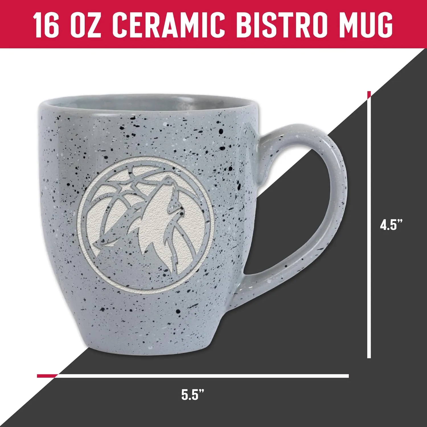 Rico Industries NBA Basketball Alternate 16 oz Team Color Laser Engraved Speckled Ceramic Coffee Mug