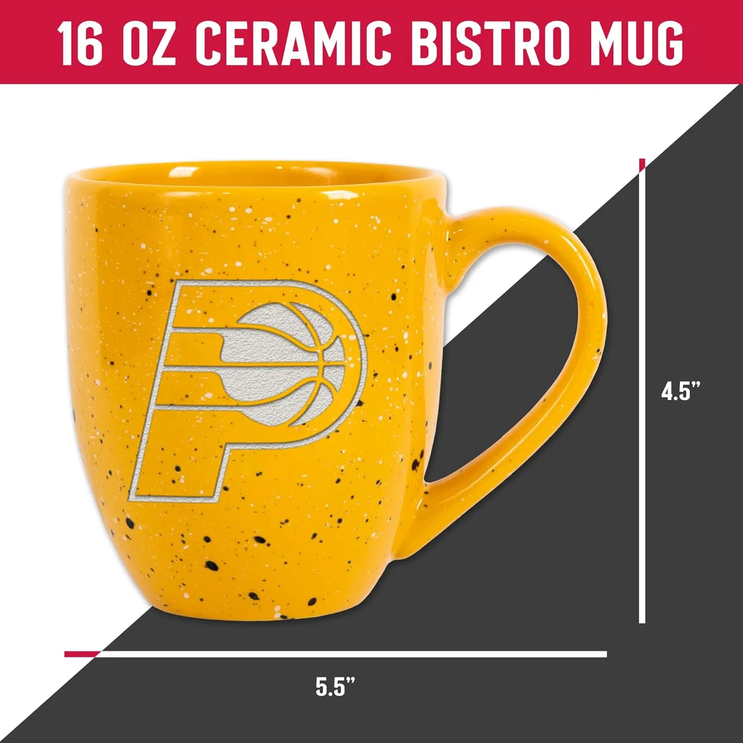 Rico Industries NBA Basketball Alternate 16 oz Team Color Laser Engraved Speckled Ceramic Coffee Mug