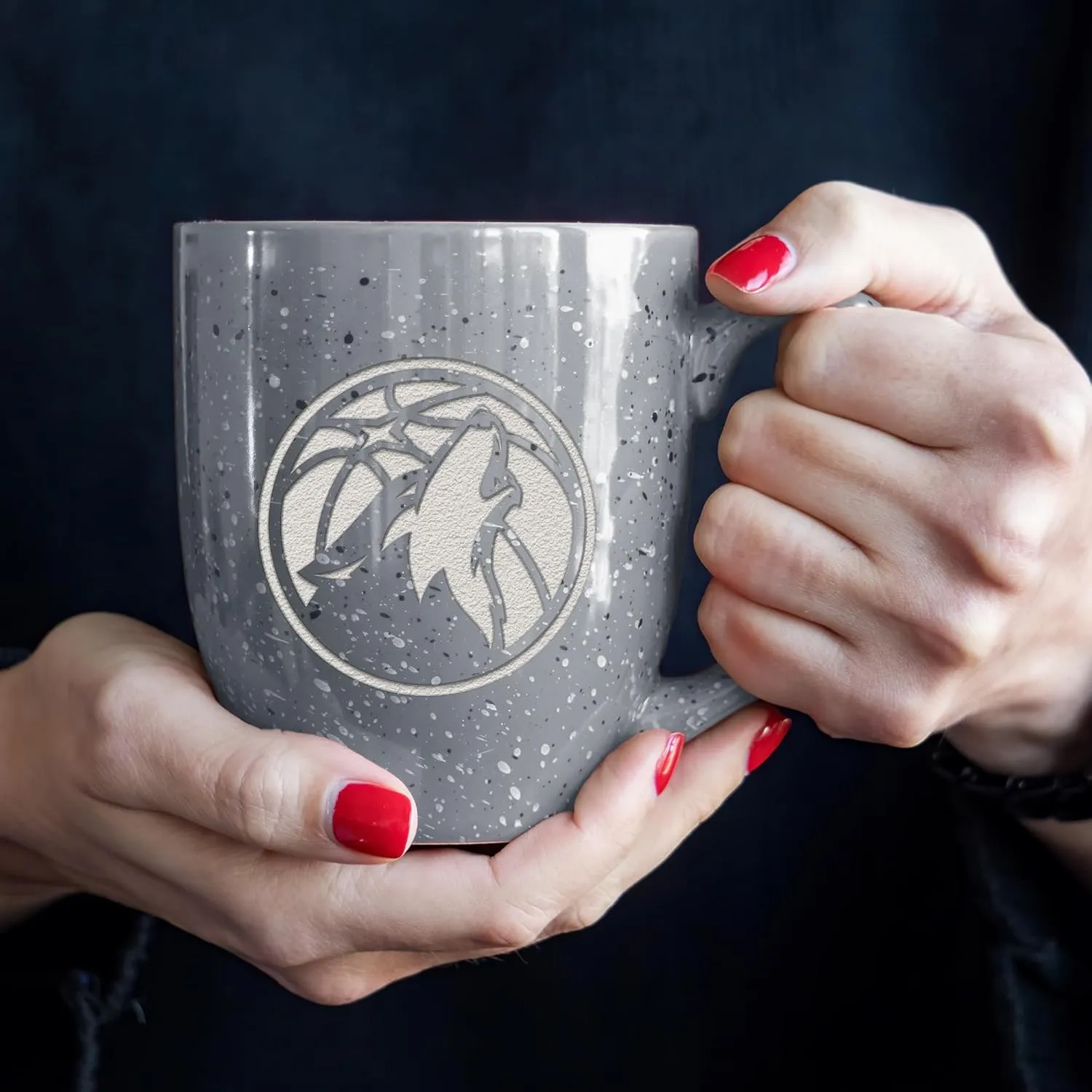 Rico Industries NBA Basketball Alternate 16 oz Team Color Laser Engraved Speckled Ceramic Coffee Mug