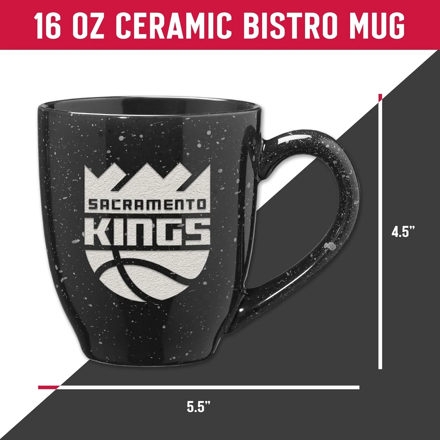 Rico Industries NBA Basketball Alternate 16 oz Team Color Laser Engraved Speckled Ceramic Coffee Mug