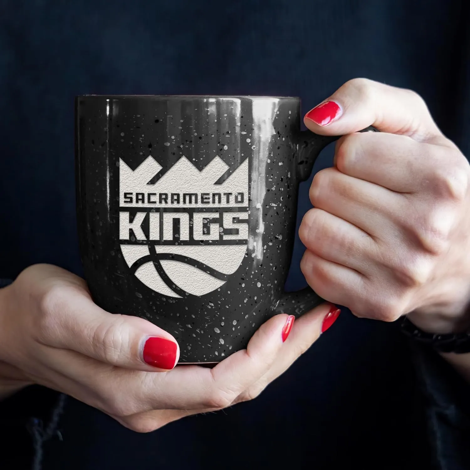 Rico Industries NBA Basketball Alternate 16 oz Team Color Laser Engraved Speckled Ceramic Coffee Mug
