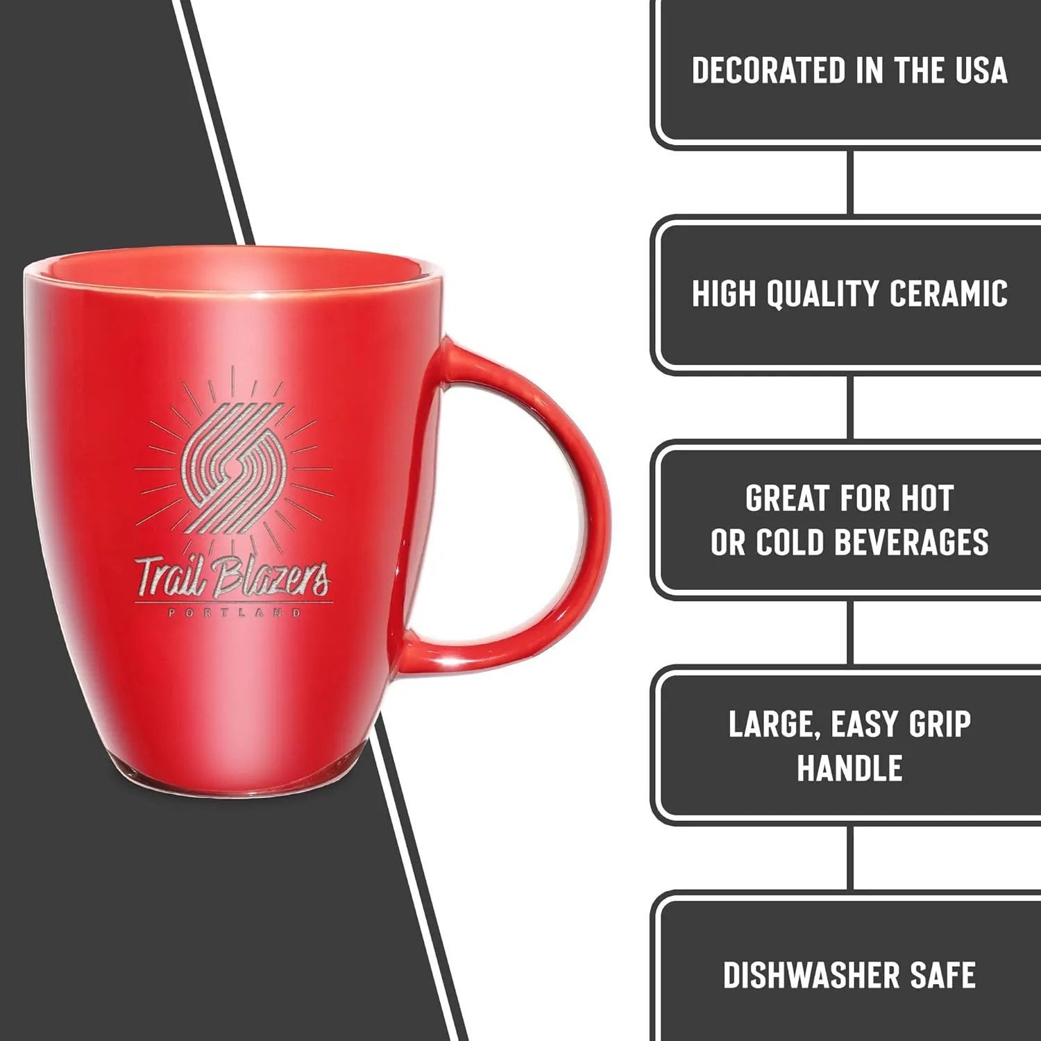 Rico Industries NBA Basketball Sunburst 18oz Laser Engraved Ceramic Lustre Mug