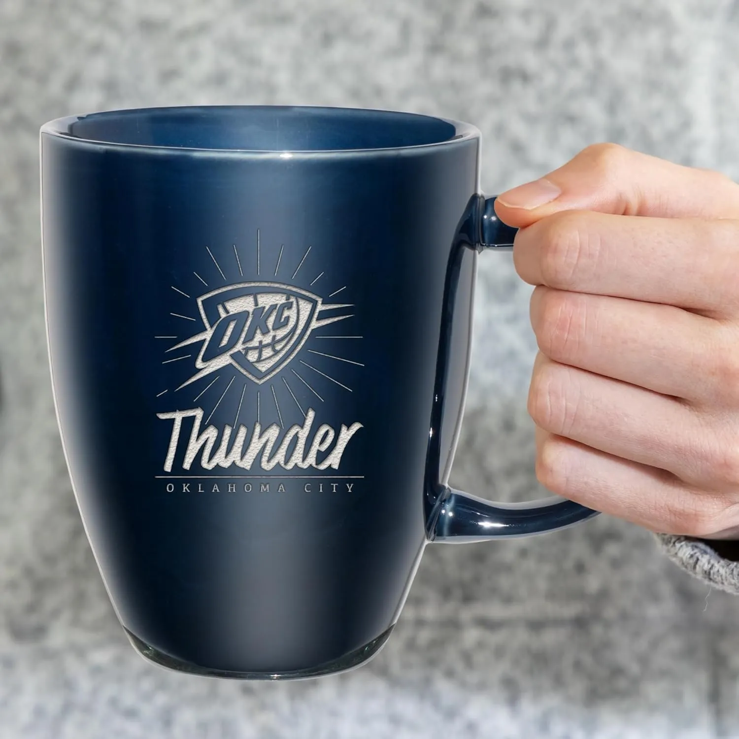 Rico Industries NBA Basketball Sunburst 18oz Laser Engraved Ceramic Lustre Mug