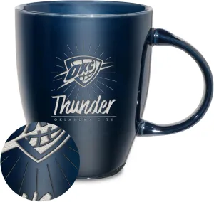 Rico Industries NBA Basketball Sunburst 18oz Laser Engraved Ceramic Lustre Mug