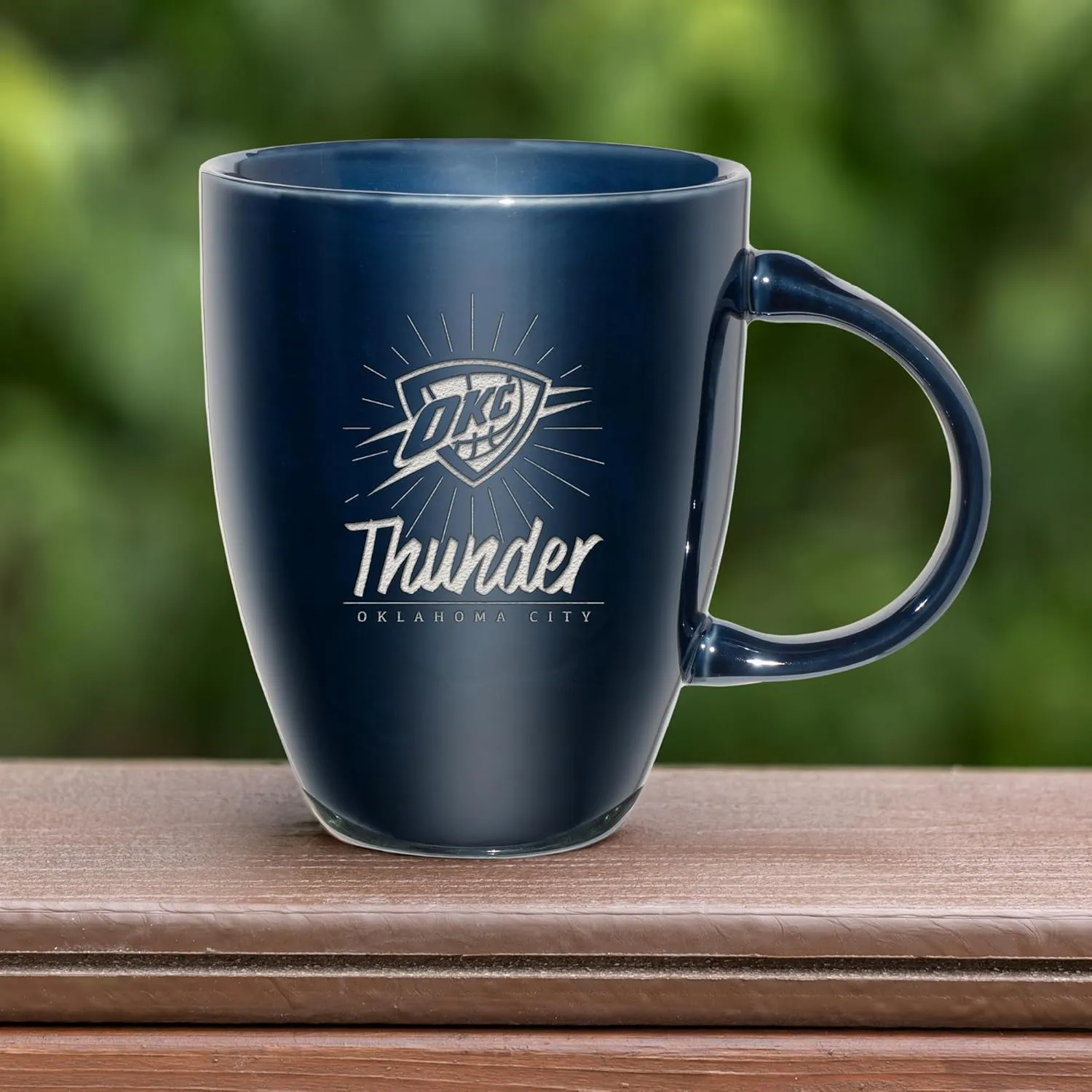 Rico Industries NBA Basketball Sunburst 18oz Laser Engraved Ceramic Lustre Mug