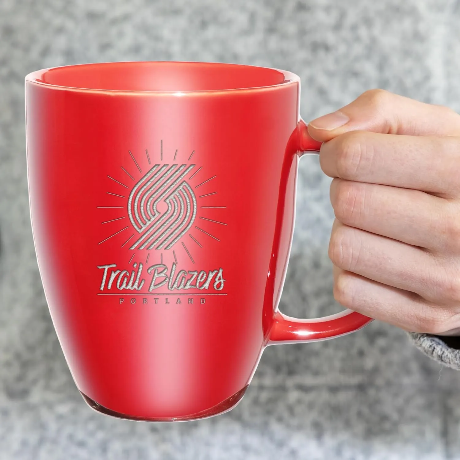 Rico Industries NBA Basketball Sunburst 18oz Laser Engraved Ceramic Lustre Mug