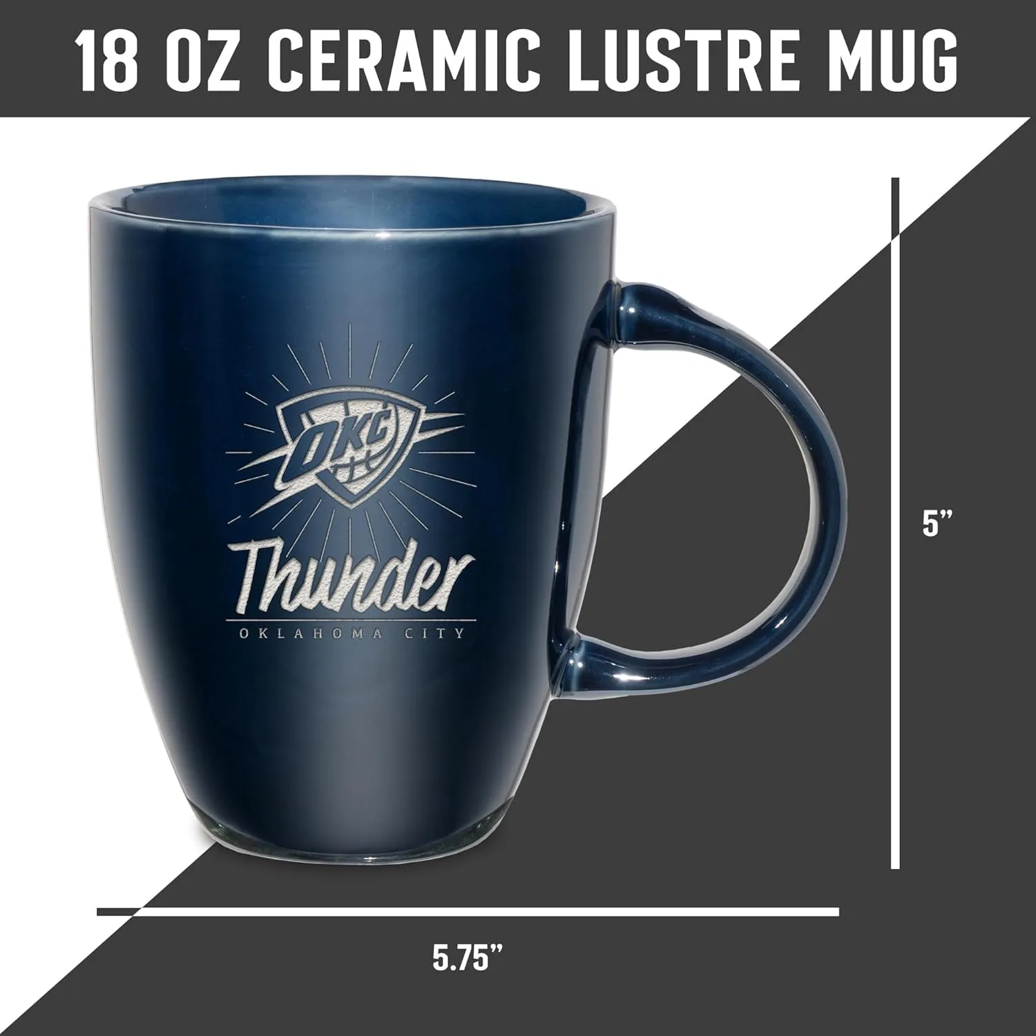 Rico Industries NBA Basketball Sunburst 18oz Laser Engraved Ceramic Lustre Mug