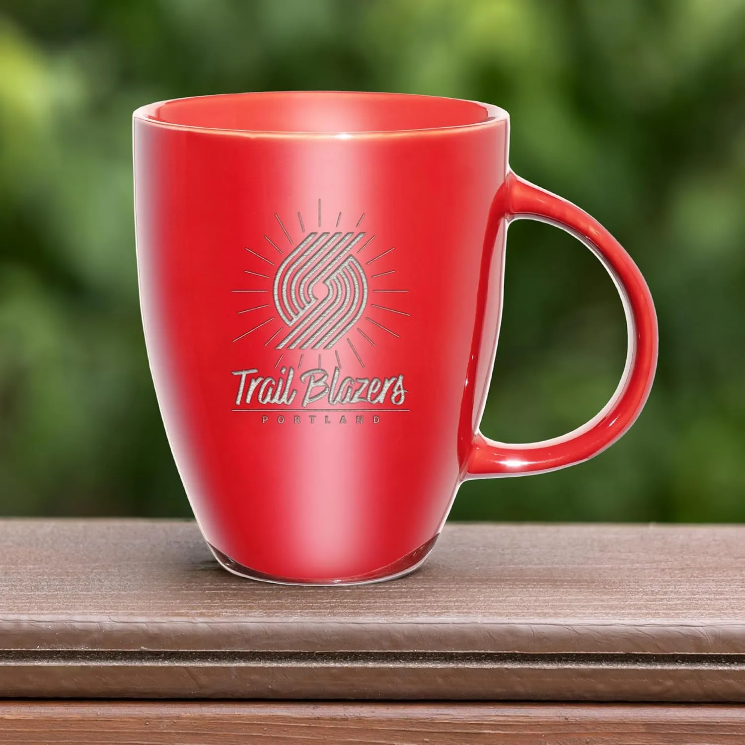 Rico Industries NBA Basketball Sunburst 18oz Laser Engraved Ceramic Lustre Mug