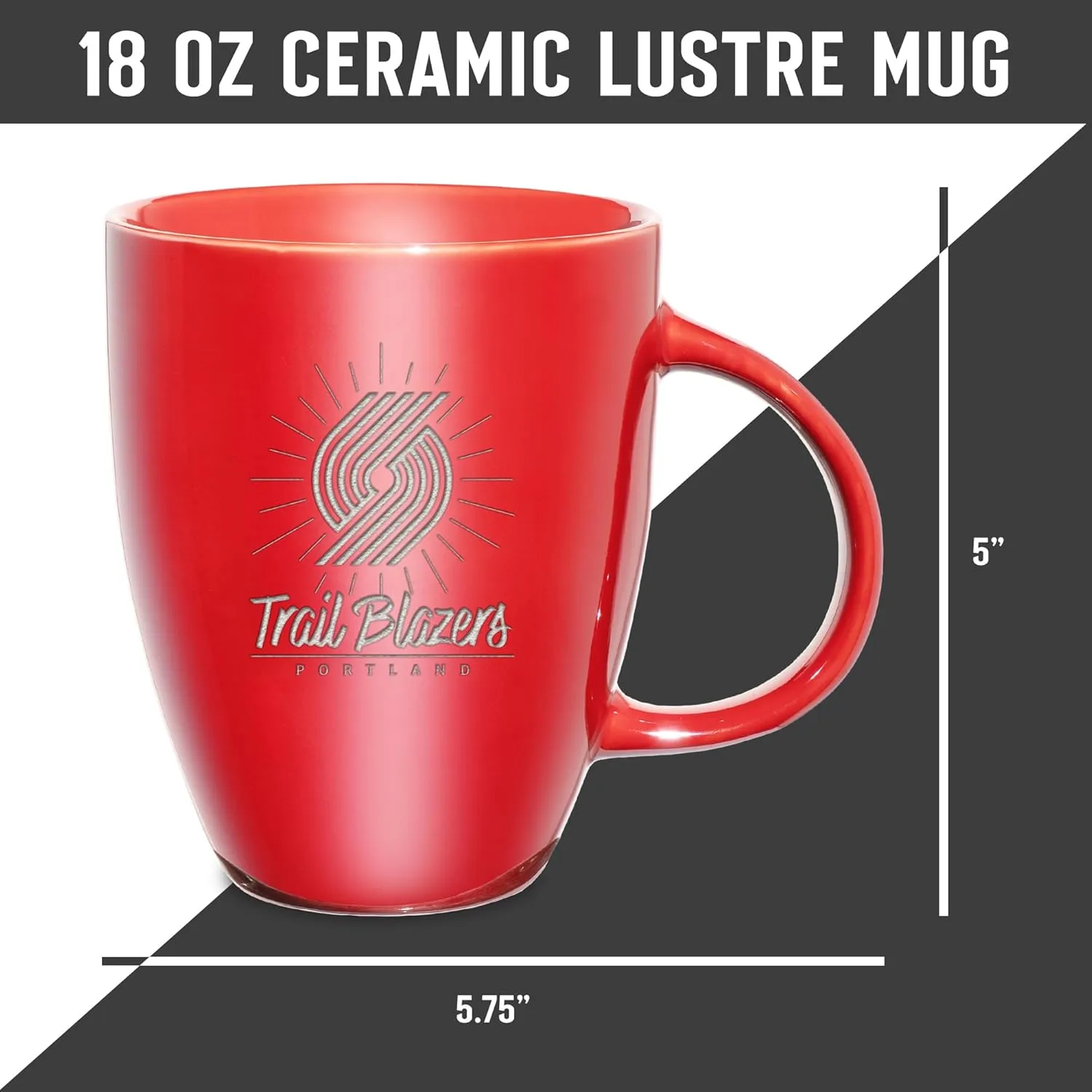 Rico Industries NBA Basketball Sunburst 18oz Laser Engraved Ceramic Lustre Mug