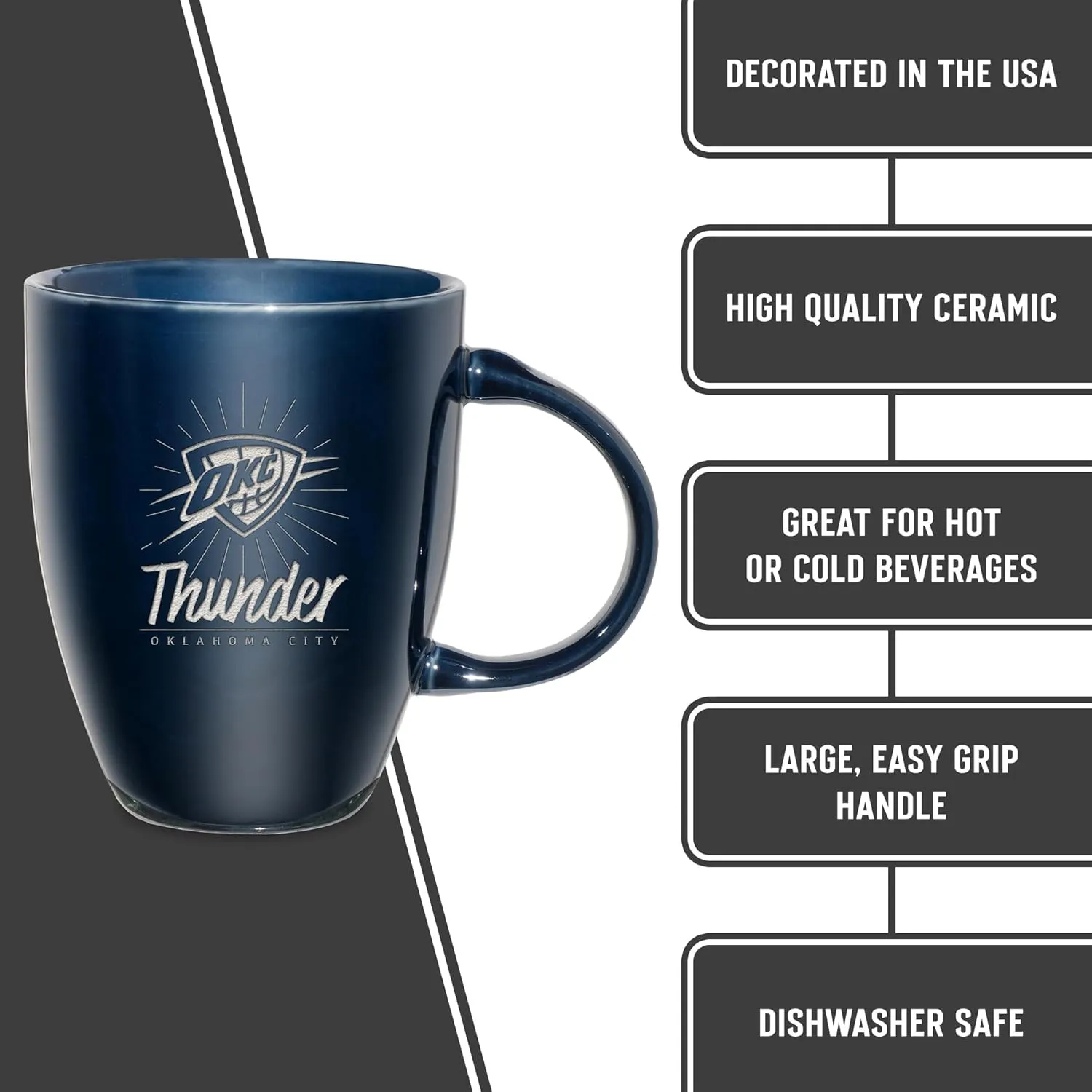 Rico Industries NBA Basketball Sunburst 18oz Laser Engraved Ceramic Lustre Mug