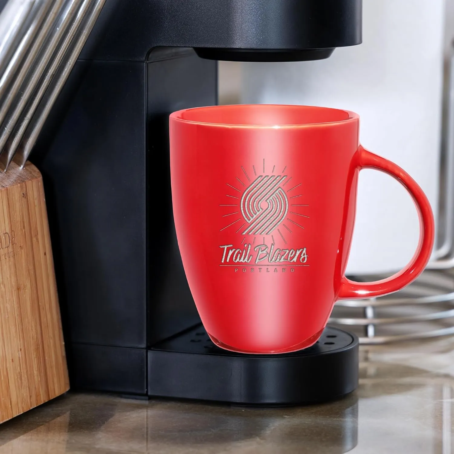 Rico Industries NBA Basketball Sunburst 18oz Laser Engraved Ceramic Lustre Mug