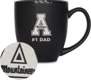 Rico Industries NCAA #1 Dad 15oz Laser Engraved Matte Black Ceramic Bistro Mug - for Hot or Cold Drinks
