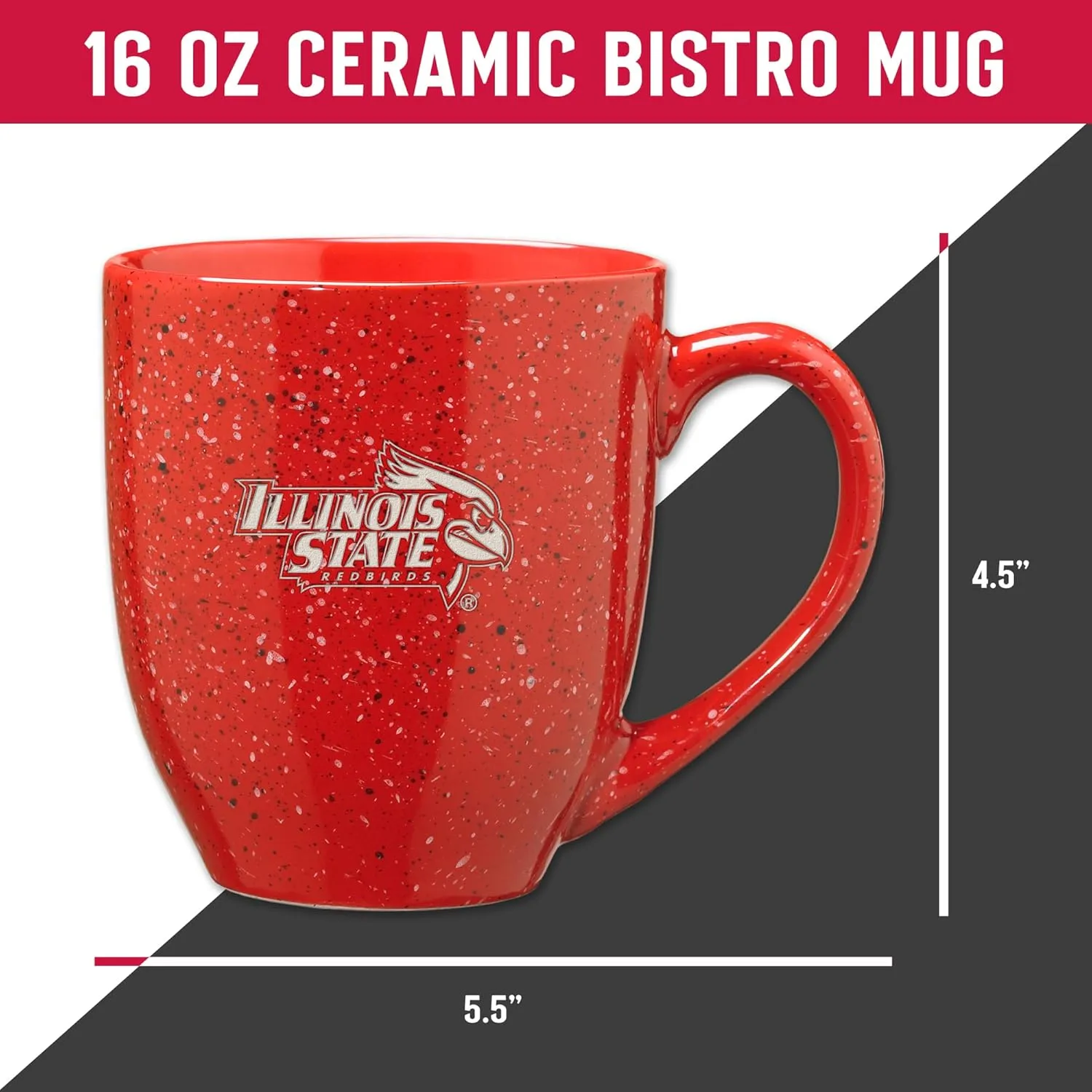 Rico Industries NCAA 16 oz Team Color Laser Engraved Speckled Ceramic Coffee Mug