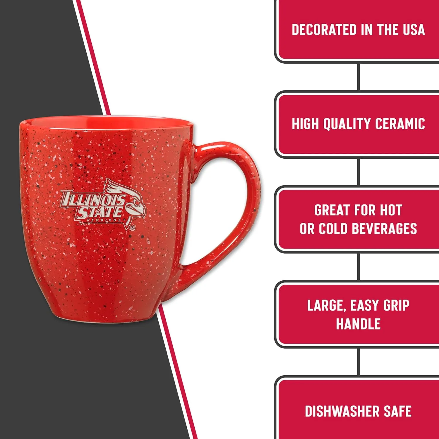 Rico Industries NCAA 16 oz Team Color Laser Engraved Speckled Ceramic Coffee Mug