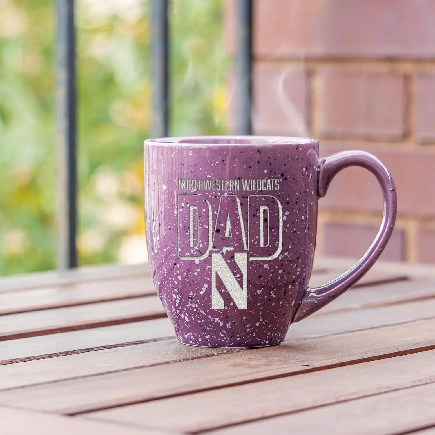 Rico Industries NCAA Dad Alternate 16 oz Team Color Laser Engraved Speckled Ceramic Coffee Mug