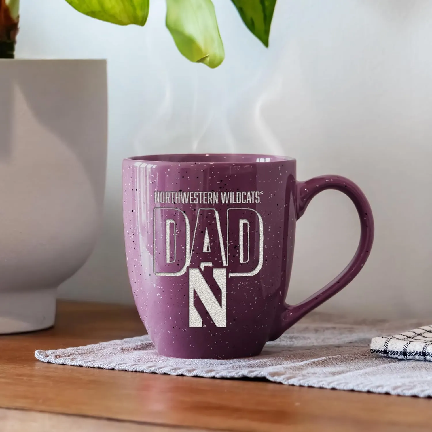 Rico Industries NCAA Dad Alternate 16 oz Team Color Laser Engraved Speckled Ceramic Coffee Mug